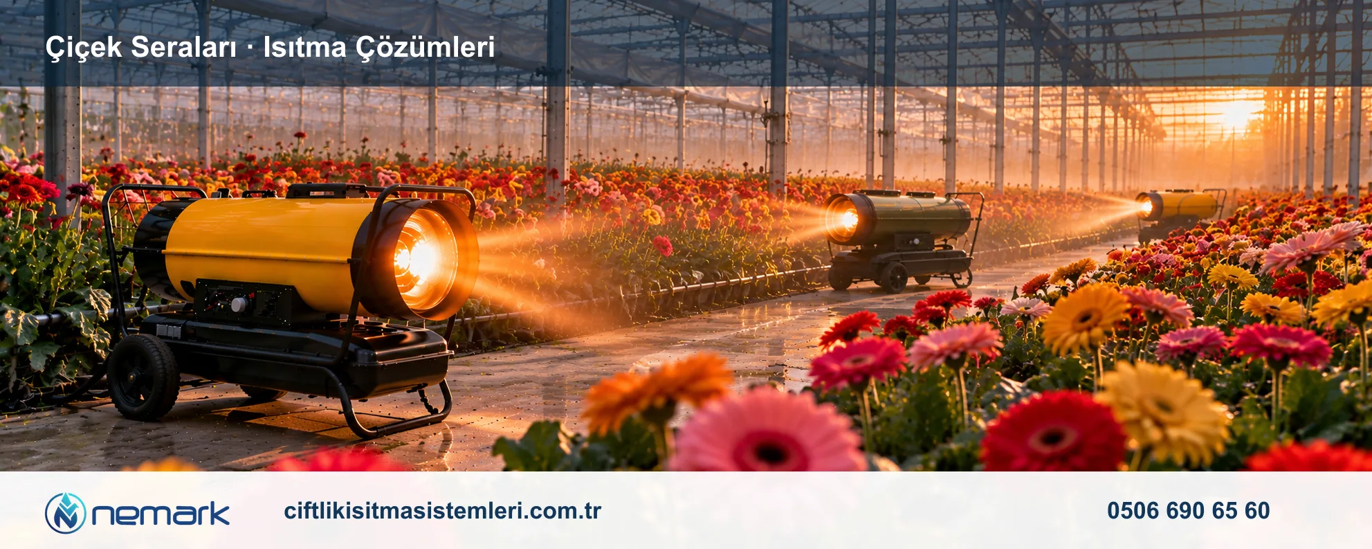 Çiçek Seraları için Nemark ısıtma çözümleri