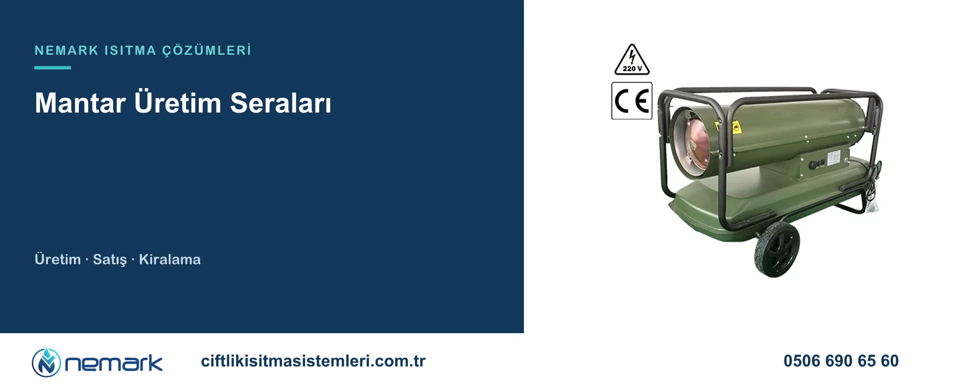 Mantar Üretim Seraları için Nemark ısıtma çözümleri
